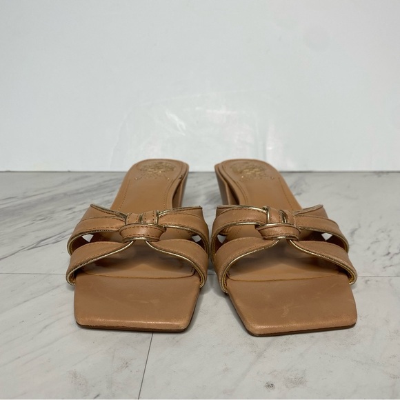 Vince Camuto Selaries Square Toe Tan Leather Heeled Sandal 7M - Picture 2 of 14